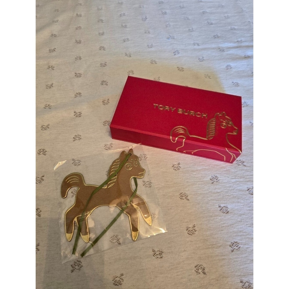 Tory Burch Red and Gold Year of the Horse Ornament and Envelope Set